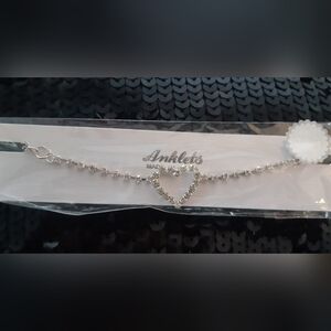 Anklet Elegant Silver Plated Rhinestone Heart New In Package